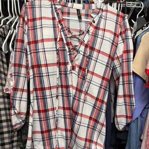 Plaid Lace-Up Women's Top